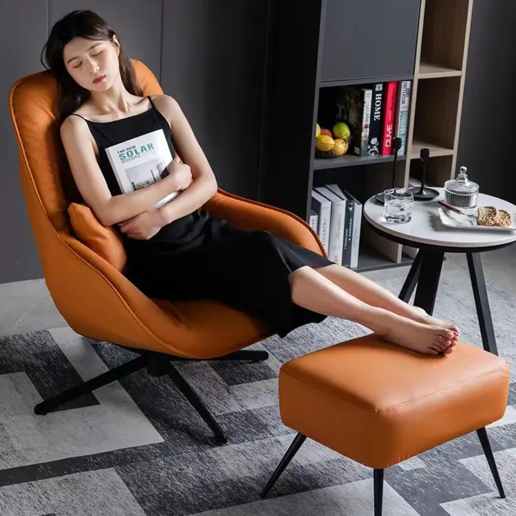 Mode coquille d'oeuf Design chaise loisirs cuir velours personnalisé simple dossier haut pivotant salon canapé chaises