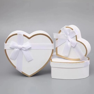 Custom a forma di cuore unico <span class=keywords><strong>Love</strong></span> Rose Bouquet fiori tre pezzi collo scatole di carta per confezioni regalo di lusso - Product Image 5