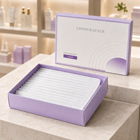 Boîte personnalisée pour masque facial, couvercle et base, emballage cadeau pour masque en tissu, logo en feuille d'argent Lionwrapack