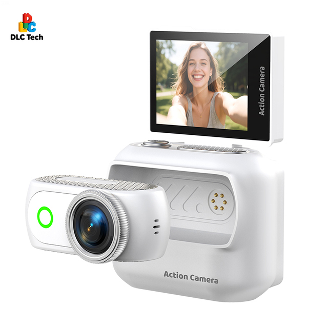 DLC Magnetic Action Camera Reversible Screen 4K Ultra HD Wearable Face Detection Sports Vlog Slow Motion Time Lapse Photography