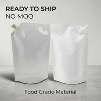 Pochette souple transparente blanche biodégradable de qualité alimentaire avec bec verseur, refermable, pour emballage liquide, vente en gros