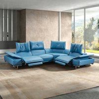 Canapé sectionnel électrique moderne en forme de L avec appui-tête réglable et pieds hauts, canapé de luxe à mouvement électrique pour la maison