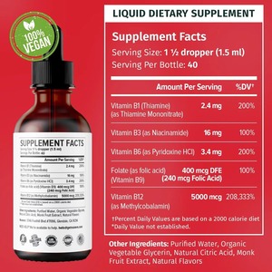 Vitamina <span class=keywords><strong>B</strong></span> complessi gocce liquide integratori complessi vitamina B1 B3 B6 B12 supplemento supporto metabolismo vitamine