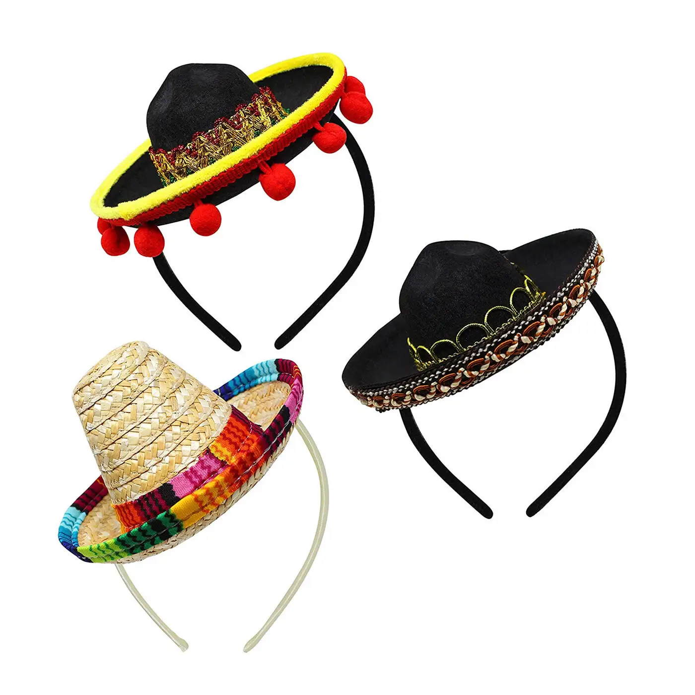 2024 topi Meksiko hoop rambut Mini ikat kepala Sombrero Festival hiasan kepala alat peraga kinerja dekorasi Karnaval pesta nikmat