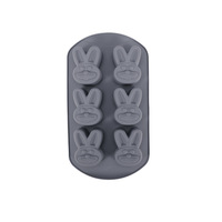 Moule à gâteau en silicone à 6 cavités en forme de lapin, antiadhésif, résistant à la chaleur, pour chocolat, pudding, desserts de Pâques faits maison, outil de pâtisserie