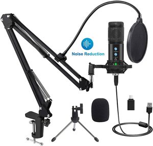 Bộ micro thu âm condenser USB chuyên nghiệp 192kHz/24bit, kiểu cardioid, chất lượng phòng thu, thiết bị podcast di động, để bàn - Product Image 1