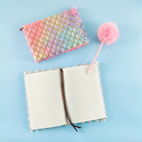 A5 peluche floue 3D tissu de broderie mignon licorne dessin animé manuel journal journal cahier avec stylo peluche floue