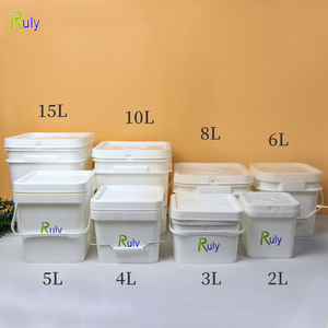 Secchi Quadrati da 5 Galloni con Impugnatura in Plastica, Secchio Quadrato in Plastica <span class=keywords><strong>Verde</strong></span> per Alimenti da 20 Litri con Coperchio, Vendita all'Ingrosso - Product Image 2
