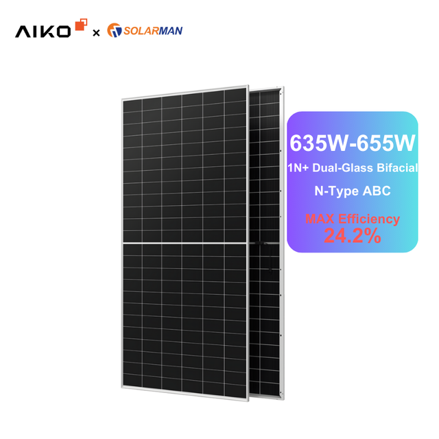 AIKO STELLAR 1N+ Dual-glass Bifacial 635W-655W Solar Panels