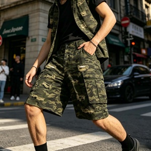 Men's Camouflage Vintage Cargo Shorts Distressed Street Style Multi-pockets Shorts for Summer - Product Image 2