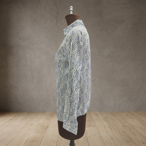 Camisa de manga larga con estampado de ondas de algodón para mujer - Product Image 2