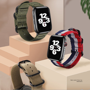 Cinturino di Lusso per Uomo in Nylon e Tela, Tessuto Denim Kaki, Cinturino a Sgancio Rapido per Smartwatch, Sostituzione per <span class=keywords><strong>Apple</strong></span> - Product Image 6