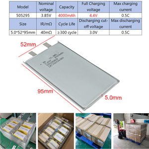 505295 3.85V 4000MAH 리튬 이온 셀 맞춤형 리포 배터리 팩 1s2p 1300mah 3.7v 2S 3S 노트북 배터리 (HP, Dell, Lenovo 호환) - Product Image 2