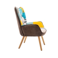 Fauteuil d'appoint en bois de style nordique classique moderne minimaliste, fauteuil de canapé patchwork pour chambre à coucher, appartement, salle à manger, hôtel, loisirs