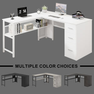 Contemporary White <strong>Wood</strong> Office <strong>Desk</strong> with 3 Drawers New L-Shaped Computer <strong>Desk</strong> for Villa Modern Style - Product Image 6