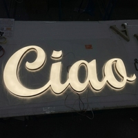 Enseigne lumineuse LED 3D Halo de haute qualité pour nom de magasin, logo mural en métal, enseigne lumineuse LED pour entreprise, intérieur/extérieur