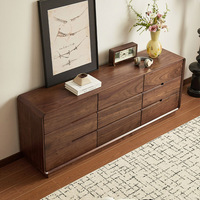Commode moderne à 9 tiroirs en noyer noir américain, bois massif, durable, écologique, rangement de chambre à coucher pour les dossiers et les vêtements