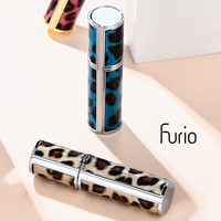 Atomiseur de parfum en aluminium et cuir, rechargeable, pour huiles essentielles, format voyage, gravé, avec pompe pulvérisatrice, mini cosmétique, pour rouge à lèvres
