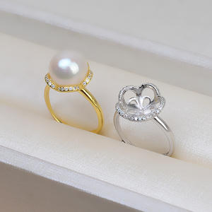 Anillo Abierto de Plata S925 para Mujer, Ajustable, con Incrustaciones de Perlas, Accesorios para DIY, Bandeja, Sin Deslustre, 191 - Product Image 3