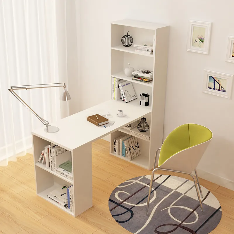 Wall Mount Wood Computer Desk Table Studying Table Desk With Bookshelf