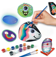 Bricolage créatif pour enfants pierres et galets peints graffiti peint à la main ensemble peinture pierre ensemble 33 pièces