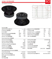 Haut-parleur de graves de 12 pouces 12100-025 Aimants doubles 600W RMS Bobine de 4 pouces Subwoofer audio professionnel passif pour système de sonorisation en ligne Modèle