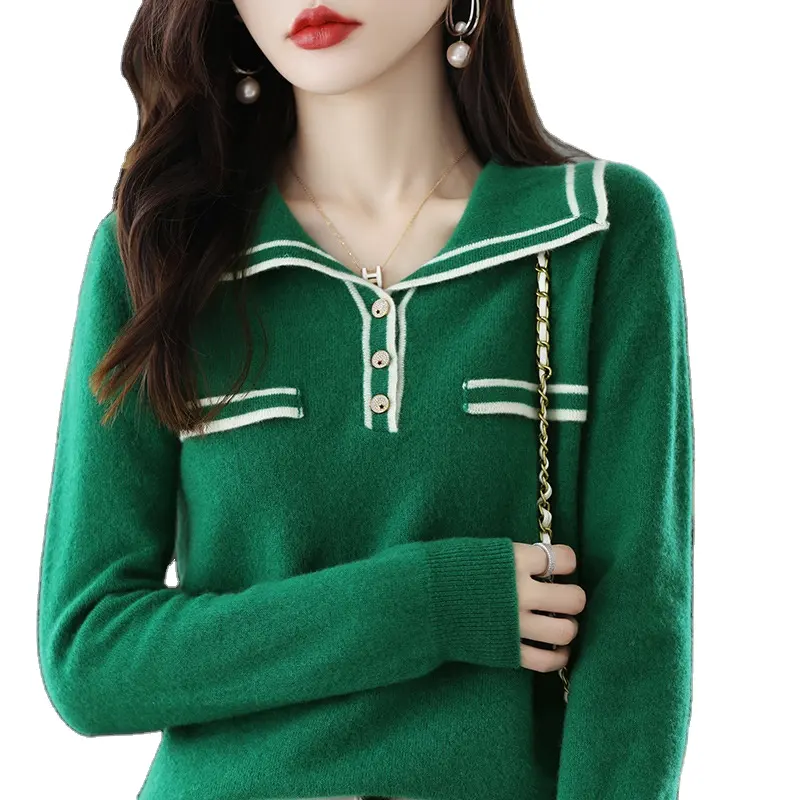 Factory Custom Autumn Women's Knitted Pullover Stand Collar Sweater Base Loose Slim Plus Size Top