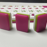 Jeu de tuiles de Mahjong 160 pièces, américain, 1,18 x 0,86 pouces, fuchsia, lime, acrylique, avec sac et boîte de rangement