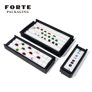 Plateau de présentation de bijoux FORTE en cuir PU exquis, grande capacité, taille personnalisée, avec diamants et pierres précieuses - Product Image 5