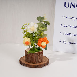 Vaso <span class=keywords><strong>di</strong></span> <span class=keywords><strong>legno</strong></span> in <span class=keywords><strong>legno</strong></span> naturale lavorato a <span class=keywords><strong>mano</strong></span> vibranti <span class=keywords><strong>fiori</strong></span> all'uncinetto laurea floreale artigianale capodanno cinese festa del papà - Product Image 2