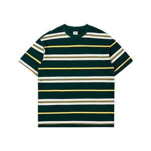 Bán Buôn Tùy Chỉnh Retro Tương Ngược Sọc T-Shirts Mùa Hè 260G New Lỏng Bông Ngắn Tay Người Đàn Ông - Product Image 1