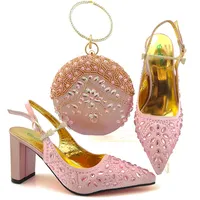 Bestway-Conjunto de zapatos y bolsos para mujer, de alta calidad, color rosa, africano