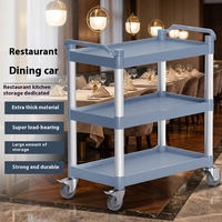 Chariot de service à trois niveaux en acier inoxydable pour repas, chariot de collecte de vaisselle commercial pour hôtels et restaurants, support de service mobile