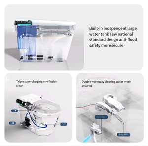 WC intelligent monobloc en céramique avec bidet intégré et chasse automatique, siphon en S - Product Image 3