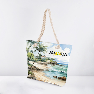 Sac fourre-tout décontracté pour femmes sac à main deux poignées Logo personnalisé imprimé sac de plage de bain d'été pour <span class=keywords><strong>voyage</strong></span> vacances fermeture éclair lettre jamaïcaine - Product Image 2