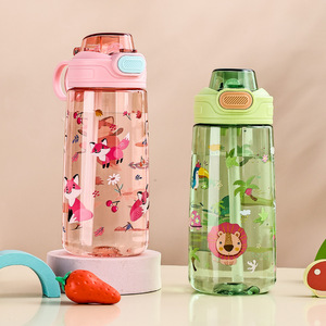 Botellas de Agua de Plástico de 550 ml con Diseño de Dibujos Animados para Niños, con Pajita y Tapa, Portátiles, para Niños Pequeños, Regalo para el Día del Niño - Product Image 4