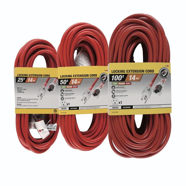 50ft 14/3 SJTW Outdoor Heavy Duty Contractor Extension Cord Lighted Plug Power Cord Stock US NEMA Female End 50 Foot Length