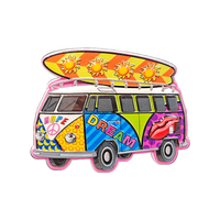 Aimant de réfrigérateur en résine, forme irrégulière, aux couleurs vives, thèmes Rétro Hippie Van, Bus de la Paix, Surf, Planche de surf, Camping-car vintage, décoratif