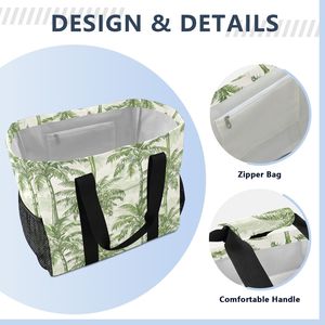 Fashion Palm Tree Print Grocery <b>Bags</b> Reusable <b>Beach</b> Tote <b>Bag</b> Top Handle <b>Foldable</b> Custom Printed Shopping <b>Bag</b> with Pockets - Product Image 5