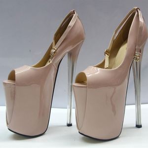 Sandalias de plataforma champán Peep Toe boda mujer zapatos negros mujeres verano señoras tacones altos mujer Buty Stripper calzado - Product Image 3