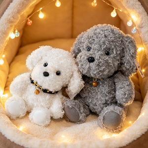 Juguete de Peluche Rizado de Sherpa con Forma de Perro Poodle, Venta al por Mayor de Fábrica, con Collar con Campana, Regalo Personalizado OEM <span class=keywords><strong>para</strong></span> Amantes de Mascotas, Cumpleaños de Niños - Product Image 2