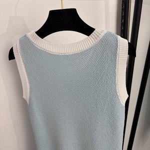 Vêtements de marque de luxe célèbres pour femmes, nouvelle robe-veste en tricot sans manches avec ceinture, vêtements de créateur - Product Image 5