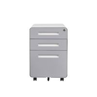 Archivador Moderno de Acero, Gabinete de Almacenamiento Metálico con 3 Cajones, Móvil y con Cerradura para Oficina