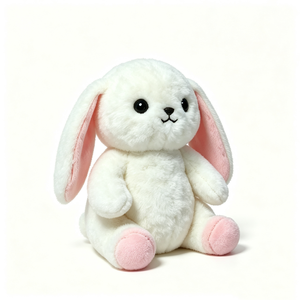 Peluche de lapin personnalisée, lapin en peluche, lapin blanc aux oreilles tombantes, adorable peluche de lapin, lapin en peluche assis - Product Image 1