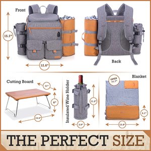 Sac à dos isotherme personnalisé pour pique-nique familial en plein air, sac à déjeuner pour 4 personnes - Product Image 4