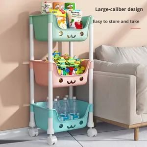 Étagère de rangement pour jouets pour enfants Étagère de rangement simple multicouche mobile au détail Cages de rangement pour chariot de chambre à coucher en gros - Product Image 4