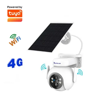 กล้องพลังงานแสงอาทิตย์ PTZ ไร้สาย Wi-Fi 4G 5MP แผงโซลาร์เซลล์กลางแจ้งระบบป้องกันความปลอดภัยสองทางเสียง CCTV กล้องแบตเตอรี่