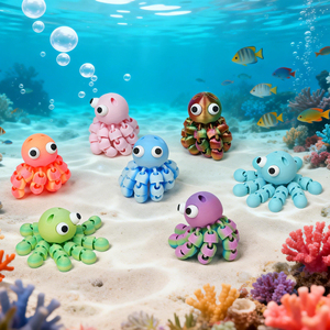 Vashine Llavero de Pulpo Impreso en 3D, Animales Marinos, Juguetes para Niños, Llavero Flexible de PLA Cristalino, Ojos Lindos, Juguete de Pez Diablo de Dibujos Animados - Product Image 2
