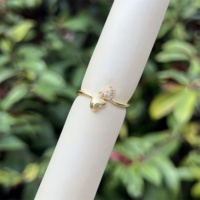 Bague ouverte à double tête plaquée or 18 carats avec zircon incrusté, styles multiples réglables, élégante et classique