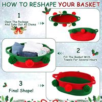 Petits paniers de Noël rouges et verts, paniers cadeaux vides, paniers ovales tissés pour Noël, panier en osier avec poignée, panier décoratif pour cadeaux